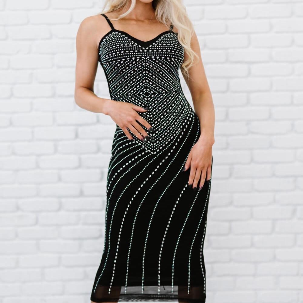 Bling Rhinestone Sexy Elegant Evening Dress
