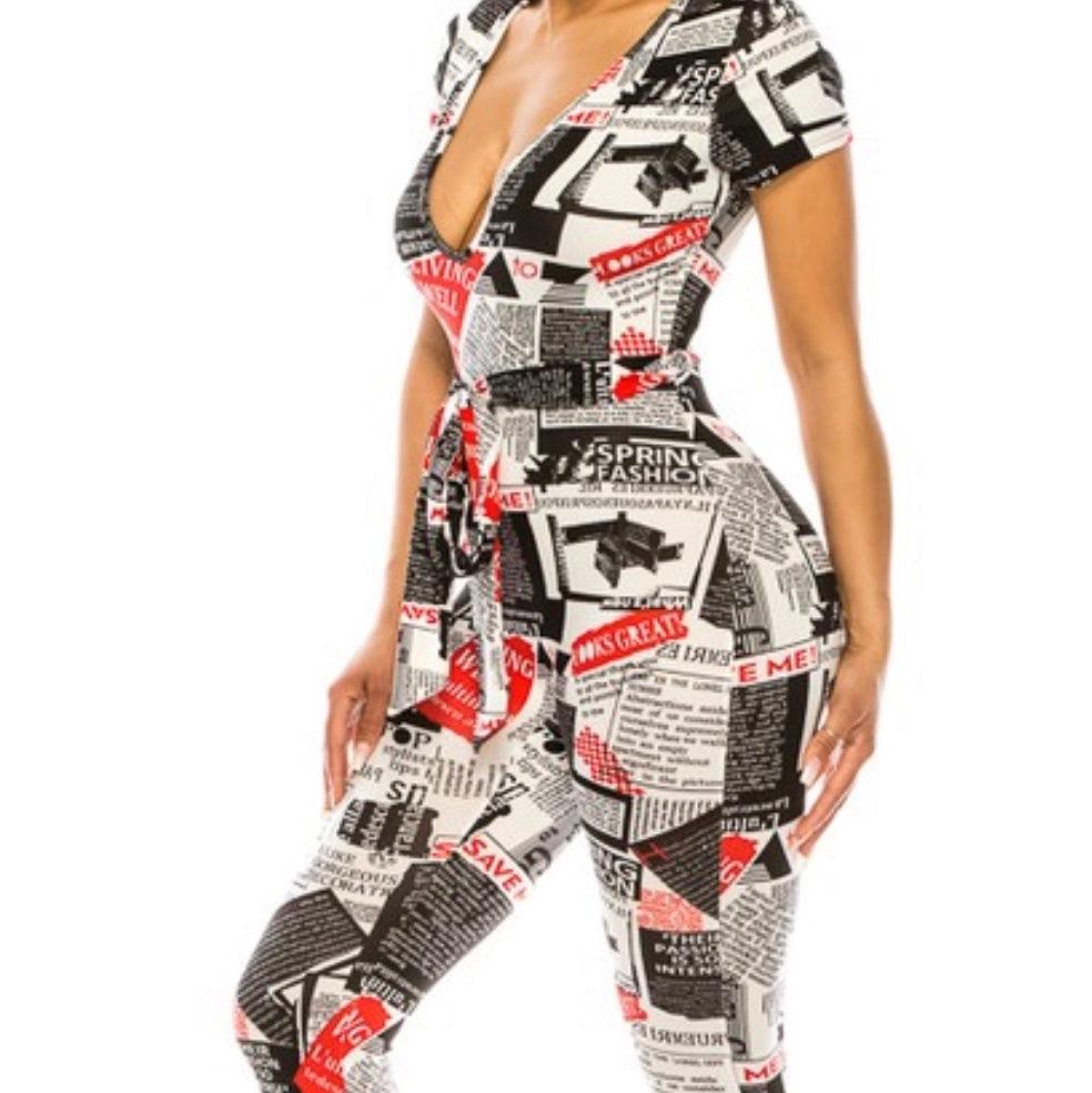 Read All About It Stretchy Jumpsuit